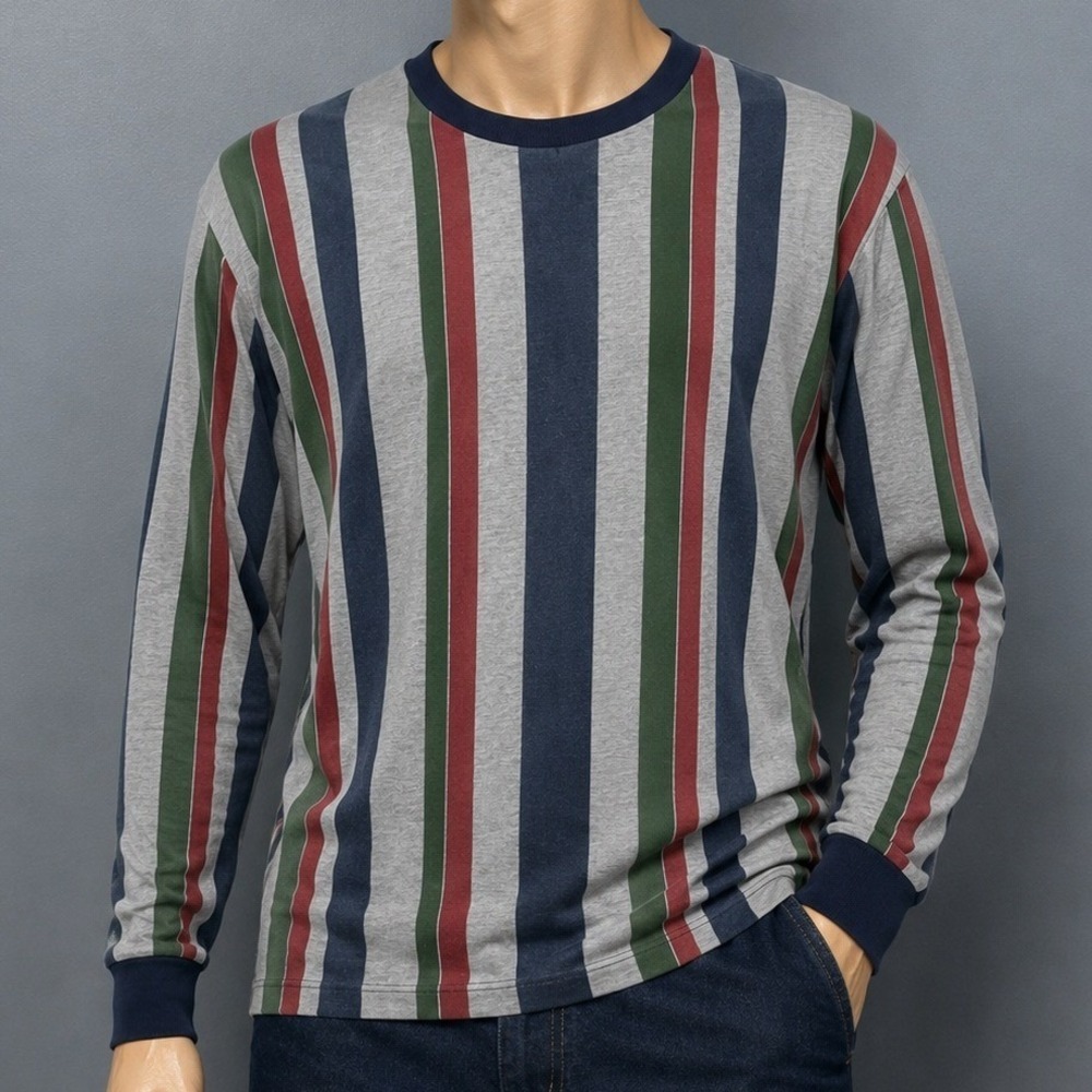 PacSun Mens Long Sleeve Shirt Vertical Stripes Multicolor Retro Skater S
